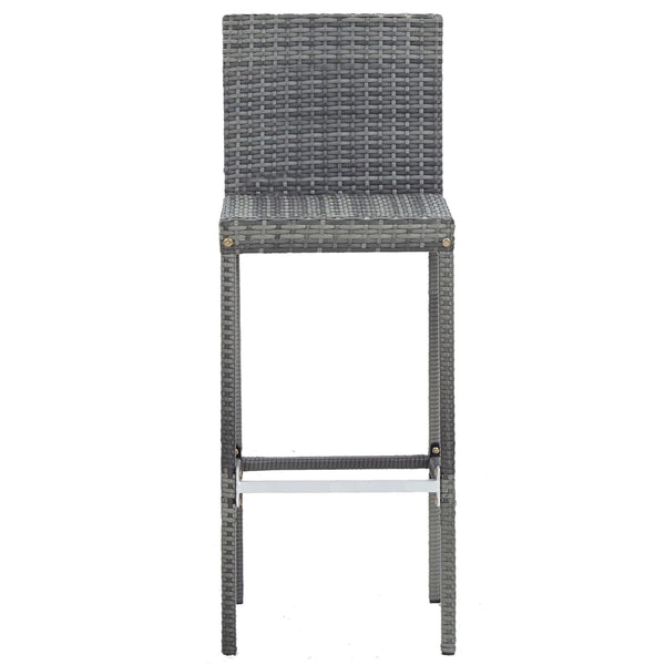 Vidaxl 5 Piece Outdoor Bar Set Poly Rattan And Acacia Wood Grey Patio Furniture Sets