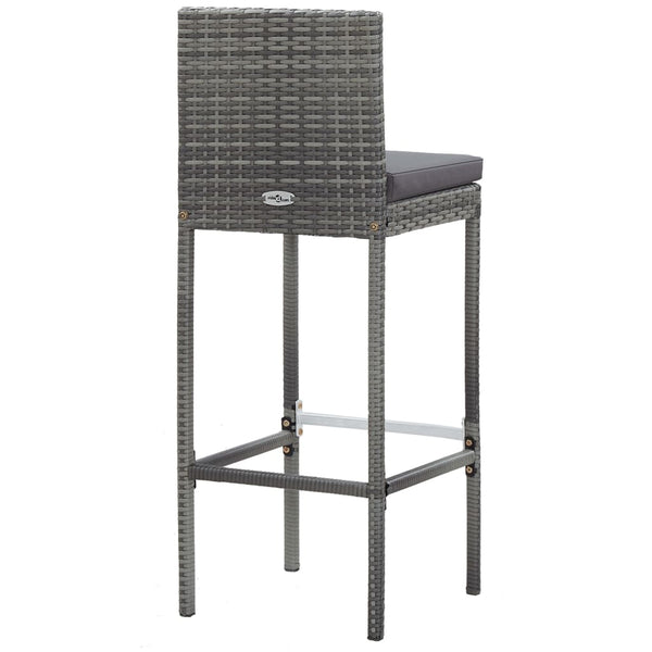 Vidaxl 5 Piece Outdoor Bar Set Poly Rattan And Acacia Wood Grey Patio Furniture Sets