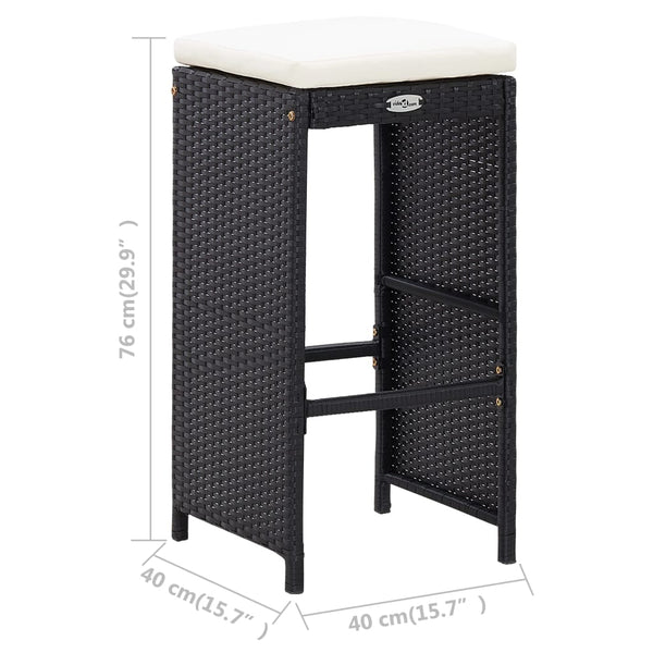Vidaxl 5 Piece Outdoor Bar Set Poly Rattan And Glass Black Patio Furniture Sets