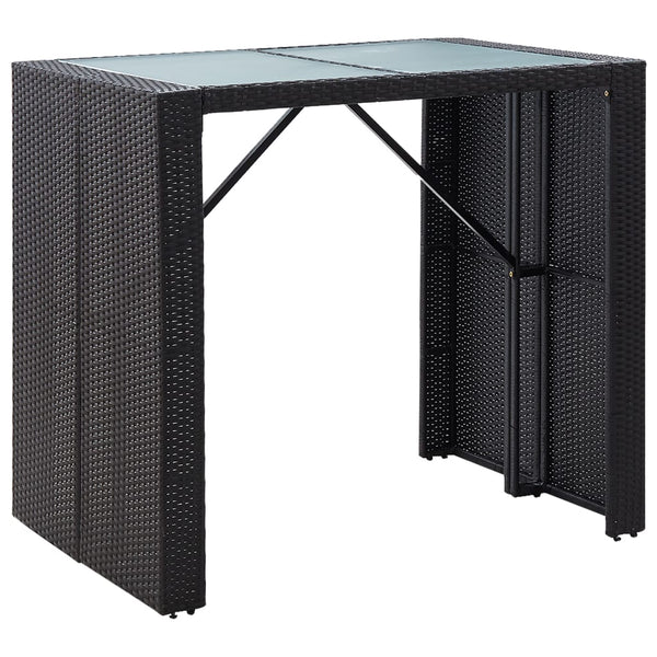 Vidaxl 5 Piece Outdoor Bar Set Poly Rattan And Glass Black Patio Furniture Sets