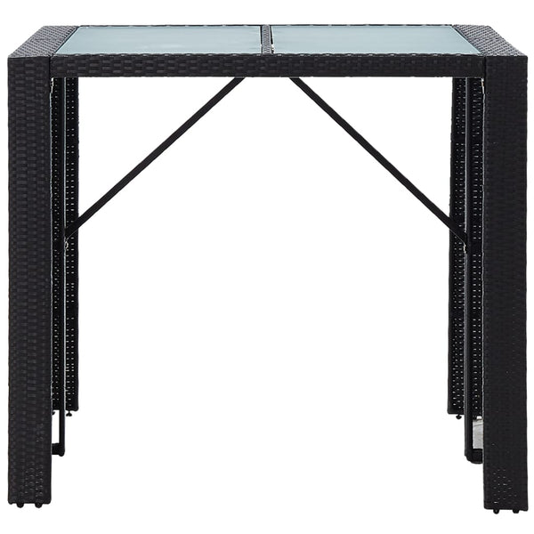 Vidaxl 5 Piece Outdoor Bar Set Poly Rattan And Glass Black Patio Furniture Sets