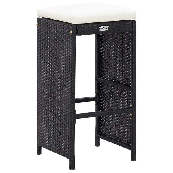 Vidaxl 5 Piece Outdoor Bar Set Poly Rattan And Glass Black Patio Furniture Sets