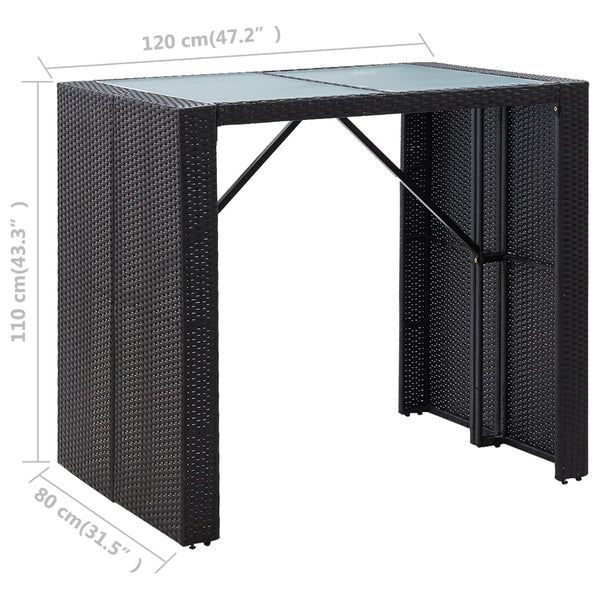 Vidaxl 5 Piece Outdoor Bar Set Poly Rattan And Glass Black Patio Furniture Sets