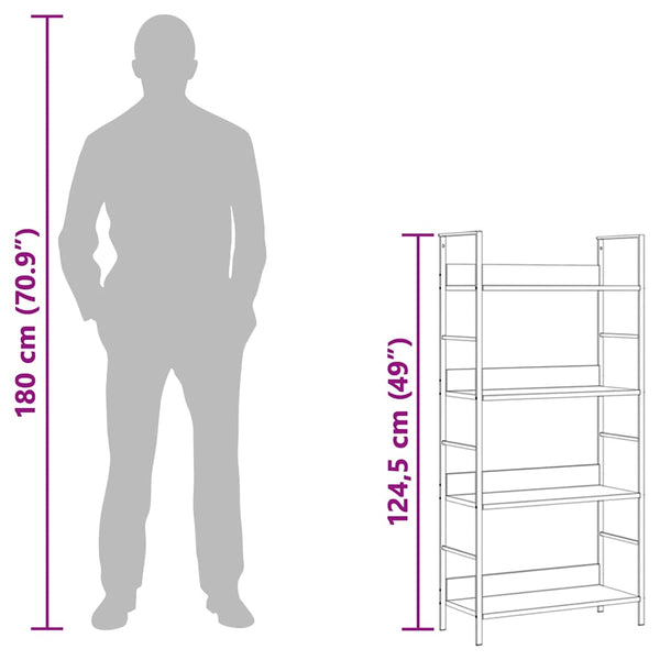 Vidaxl 4 Layer Book Shelf Oak 60X27.6X124.5 Cm Engineered Wood Bookshelves