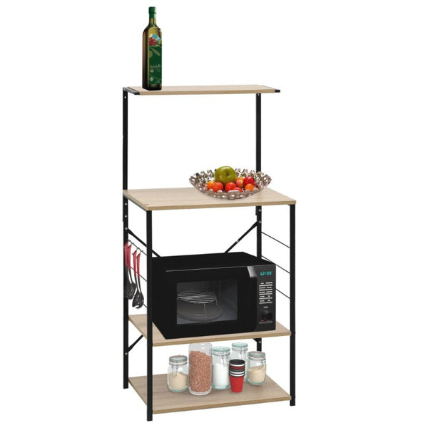 Vidaxl Microwave Cabinet Black And Oak 60X39.6X123 Cm Engineered Wood Cabinets & Cupboards