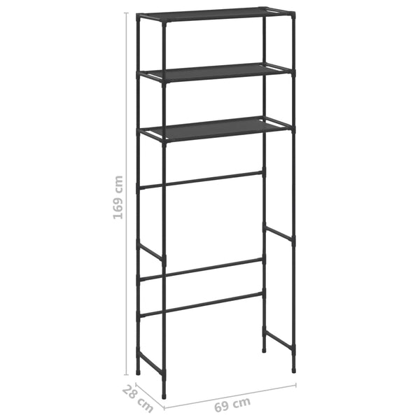 3 Tier Storage Rack Over Laundry Machine Black 69X28x169 Cm Shelves