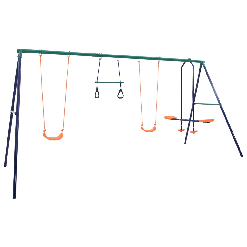 Swing Set With Gymnastic Rings And 4 Seats Steel