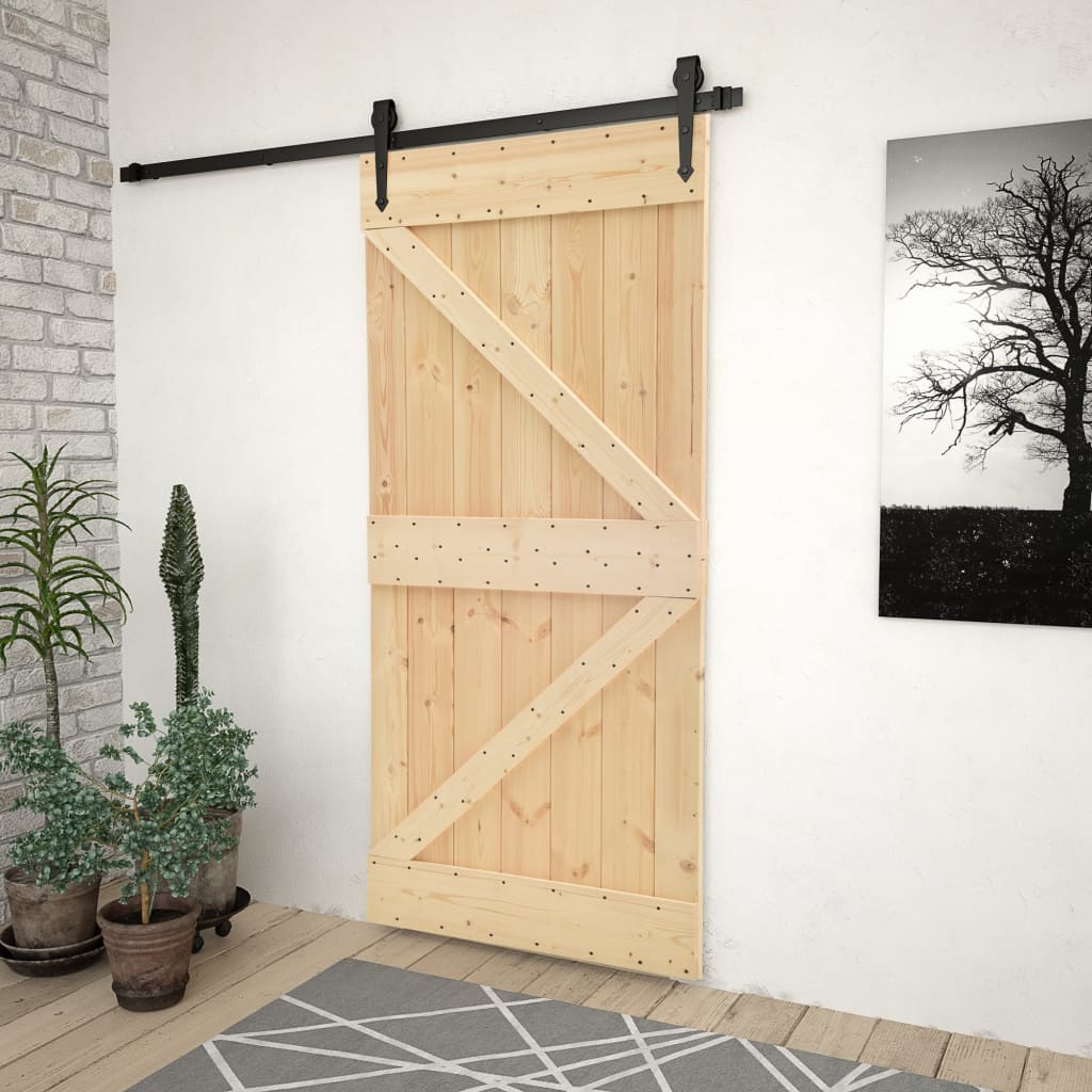 Door 80X210 Cm Solid Pine Wood Barn Doors