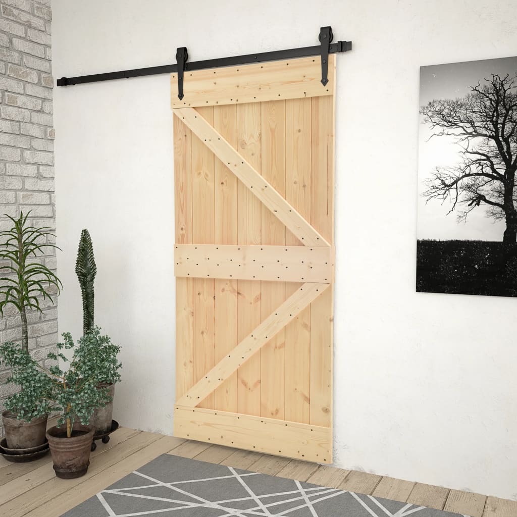 Door 90X210 Cm Solid Pine Wood Barn Doors