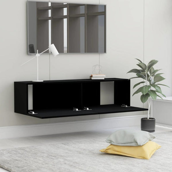 Tv Cabinet Black 120X30x30 Cm Engineered Wood