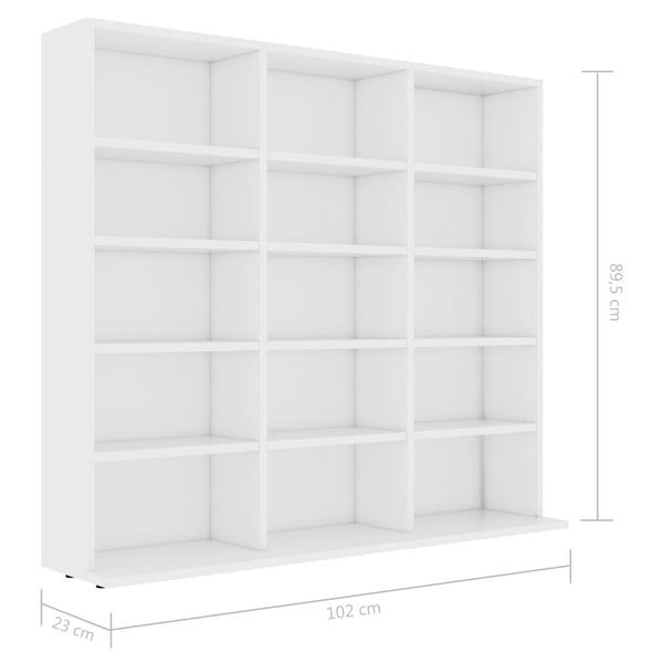 Cd Cabinet White 102X23x89.5 Cm Engineered Wood Cabinets & Cupboards