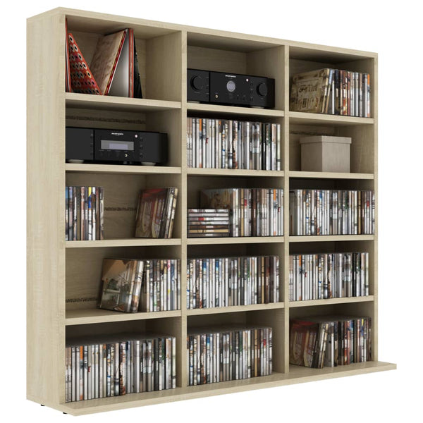 Cd Cabinet Sonoma Oak 102X23x89.5 Cm Engineered Wood Cd & Video Racks