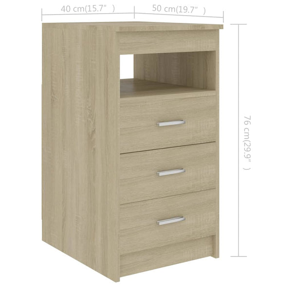 Drawer Cabinet Sonoma Oak 40X50x76 Cm Engineered Wood Bedside Tables