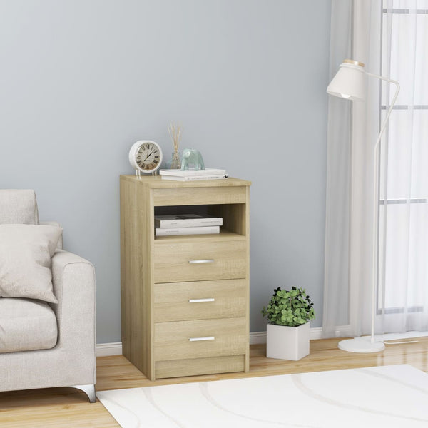 Drawer Cabinet Sonoma Oak 40X50x76 Cm Engineered Wood Bedside Tables