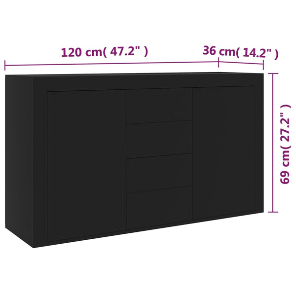 Sideboard Black 120X36x69 Cm Engineered Wood Sideboards & Buffets