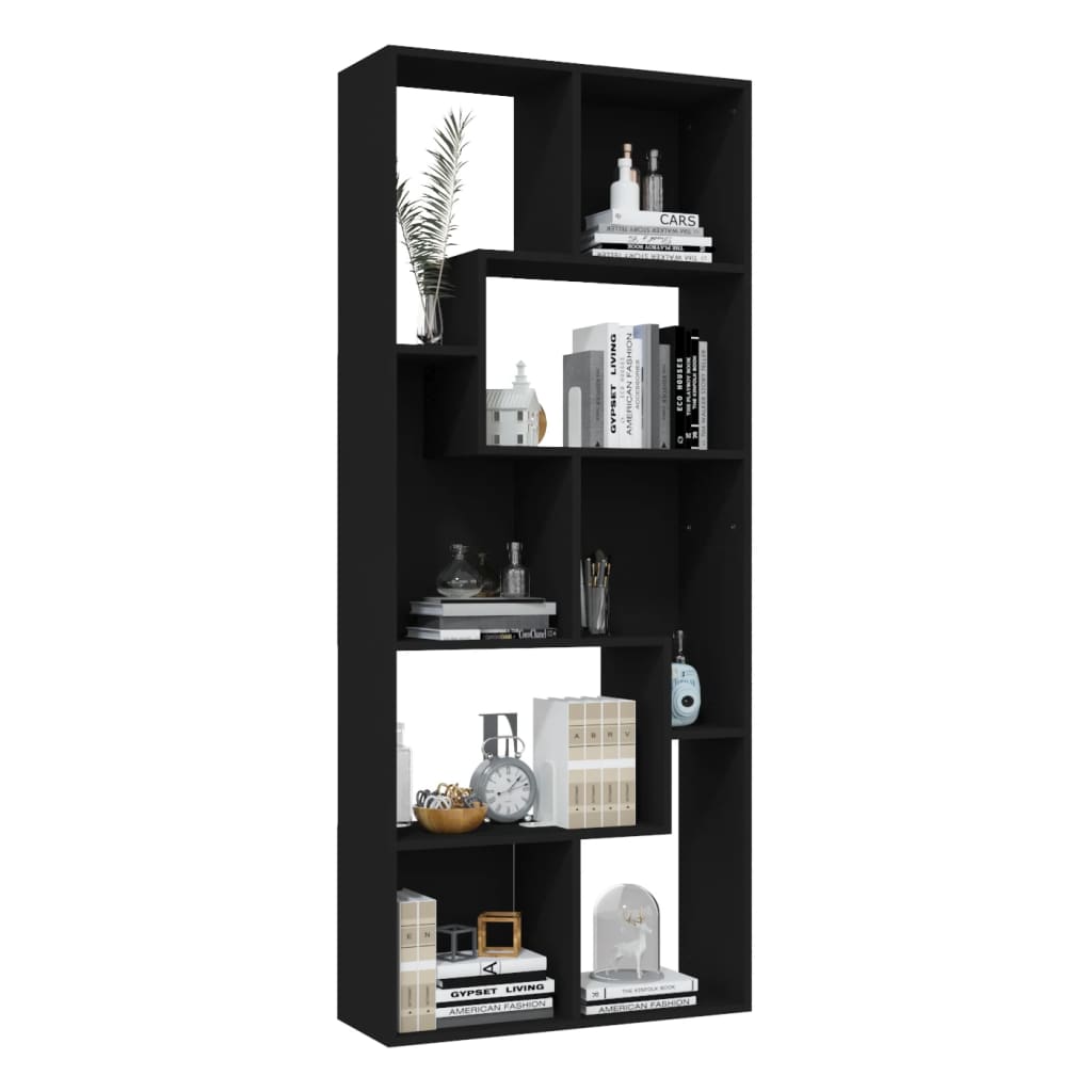 Book Cabinet Black 67X24x161 Cm Engineered Wood Bookshelves