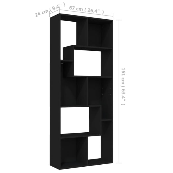 Book Cabinet Black 67X24x161 Cm Engineered Wood Bookshelves
