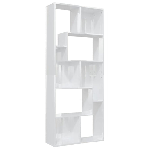Book Cabinet High Gloss White 67X24x161 Cm Engineered Wood Bookshelves