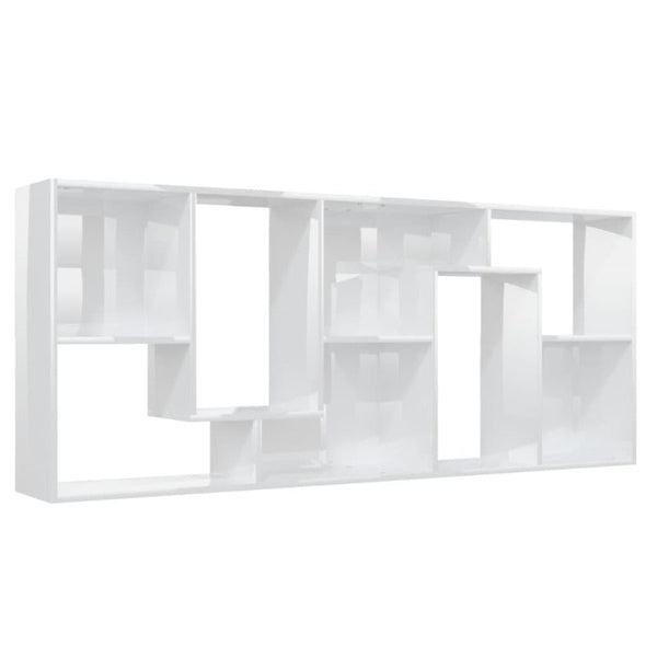 Book Cabinet High Gloss White 67X24x161 Cm Engineered Wood