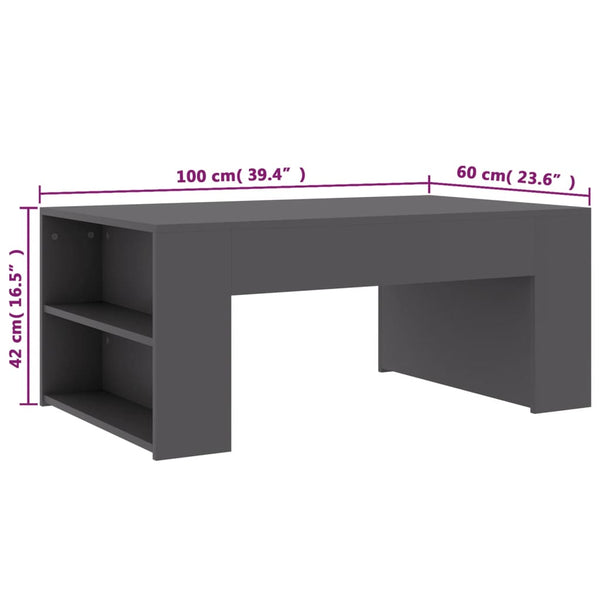 Coffee Table Grey 100X60x42 Cm Engineered Wood Coffee Tables