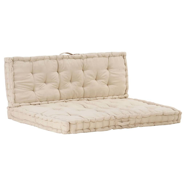 Vidaxl Pallet Floor Cushions 2 Pcs Cotton Beige Cushions & Decorative Pillows