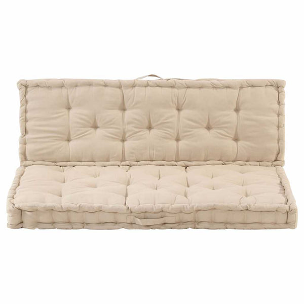 Vidaxl Pallet Floor Cushions 2 Pcs Cotton Beige Cushions & Decorative Pillows