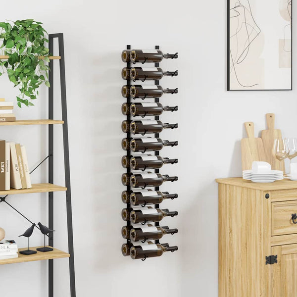 Vidaxl Wall Mounted Wine Rack For 24 Bottles Black Iron Racks