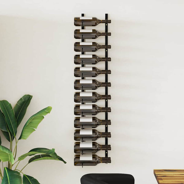 Vidaxl Wall Mounted Wine Rack For 24 Bottles Black Iron Racks