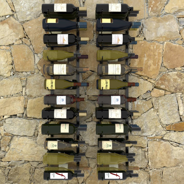 Wall-Mounted Wine Racks For 72 Bottles Pcs Black Iron