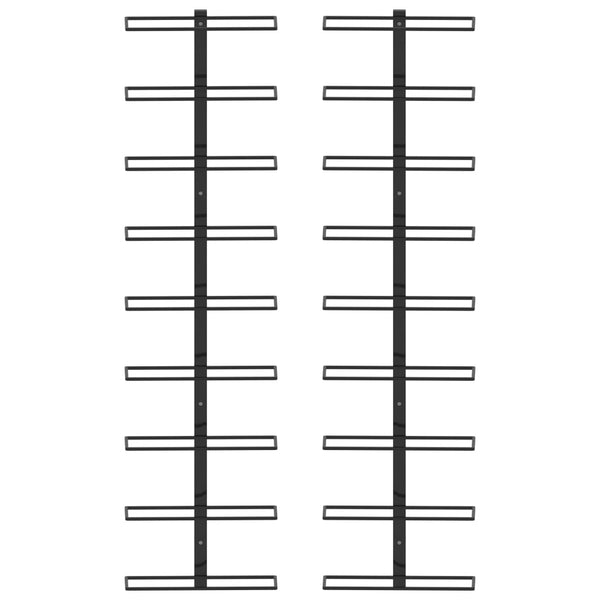Wall Mounted Wine For 18 Bottles 2 Pcs Black Iron Racks