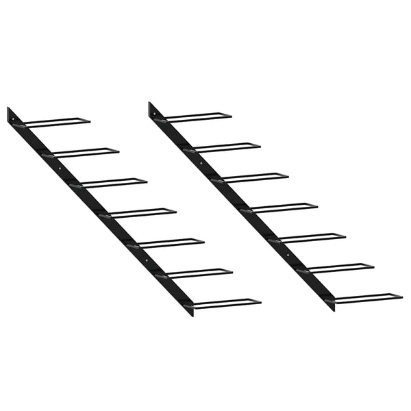 Vidaxl Wall Mounted Wine For 14 Bottles 2 Pcs Black Metal Racks