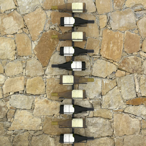 Racks Wall Mounted Wine Rack For 10 Bottles Black Metal