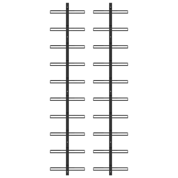 Vidaxl Wall Mounted Wine Racks For 20 Bottles Pcs Black Metal Racks & Holders