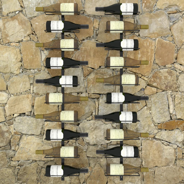 Wall-Mounted Wine Racks For 20 Bottles Pcs Black Metal