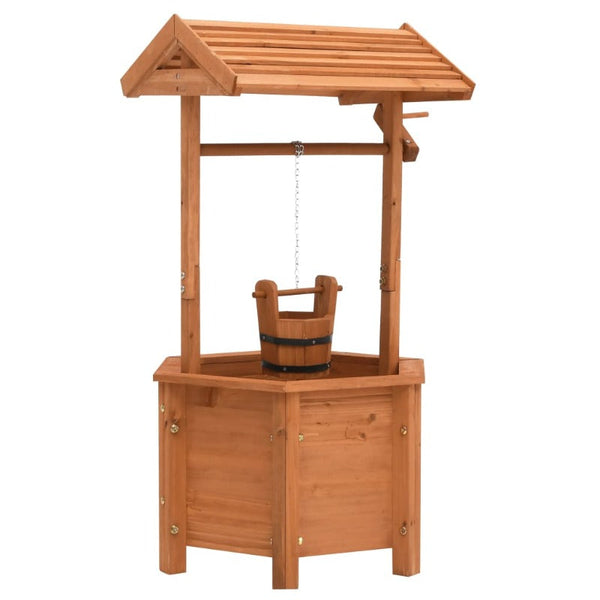 Garden Wishing Well Planter 40X40x84 Cm Firwood Ornaments & Statues