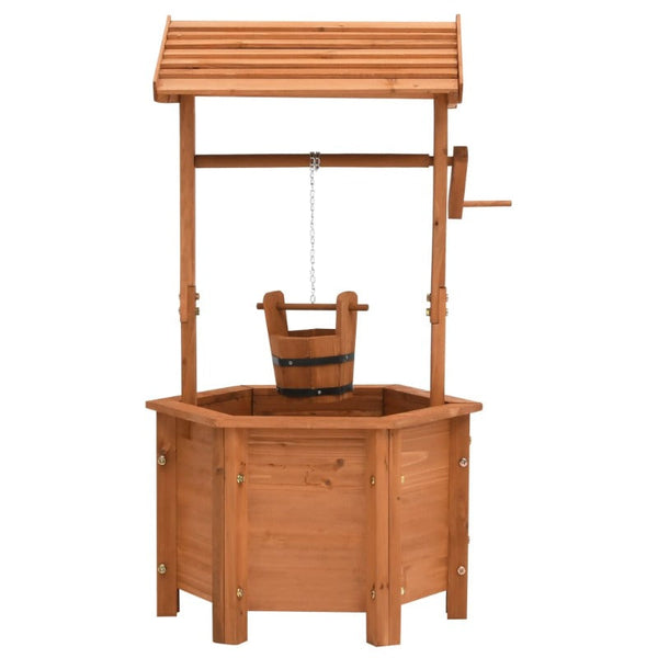 Garden Wishing Well Planter 40X40x84 Cm Firwood Ornaments & Statues