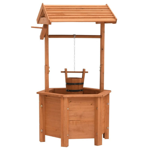 Garden Wishing Well Planter 40X40x84 Cm Firwood Ornaments & Statues
