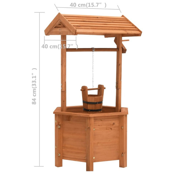 Garden Wishing Well Planter 40X40x84 Cm Firwood Ornaments & Statues