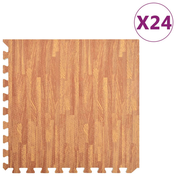 Floor Mats 24 Pcs Wood Grain 8.64 Eva Foam