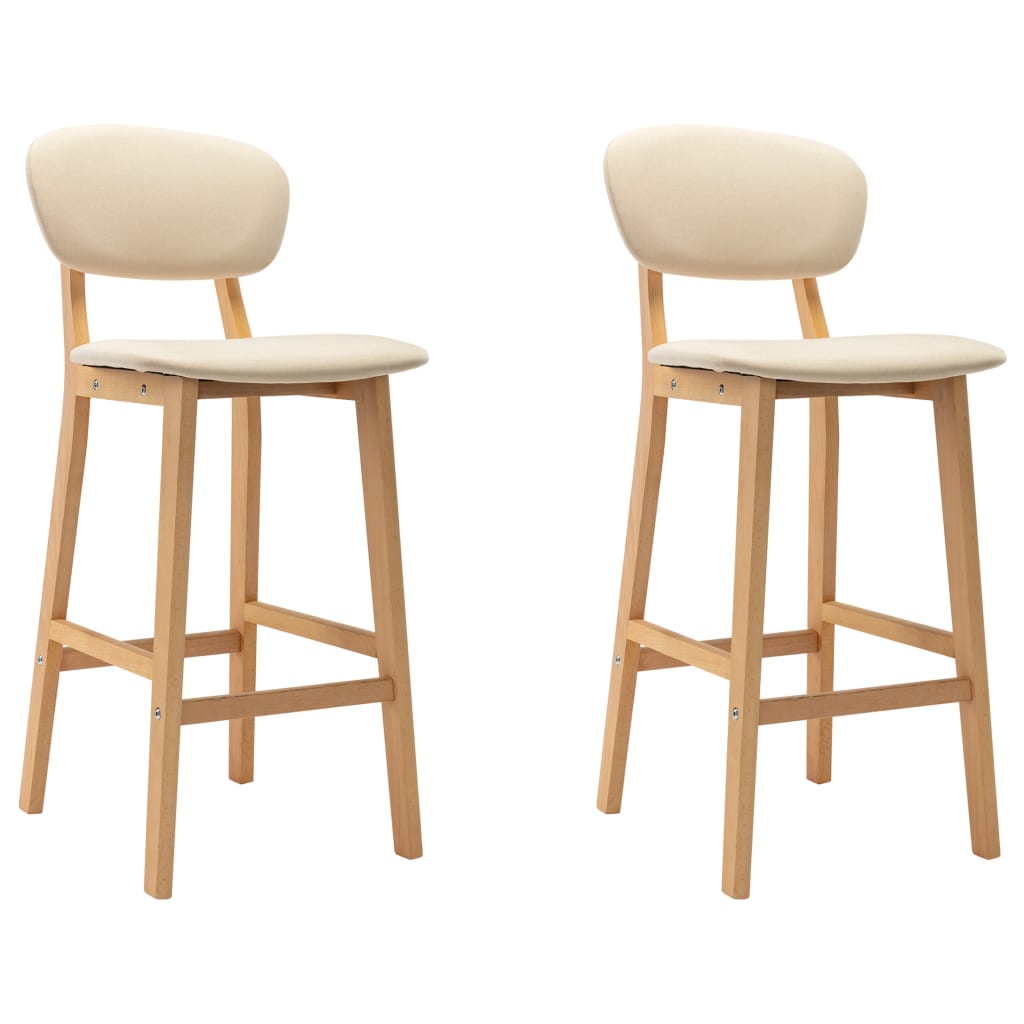 Bar Stools 2 Pcs Cream Fabric Benches Bar Stools