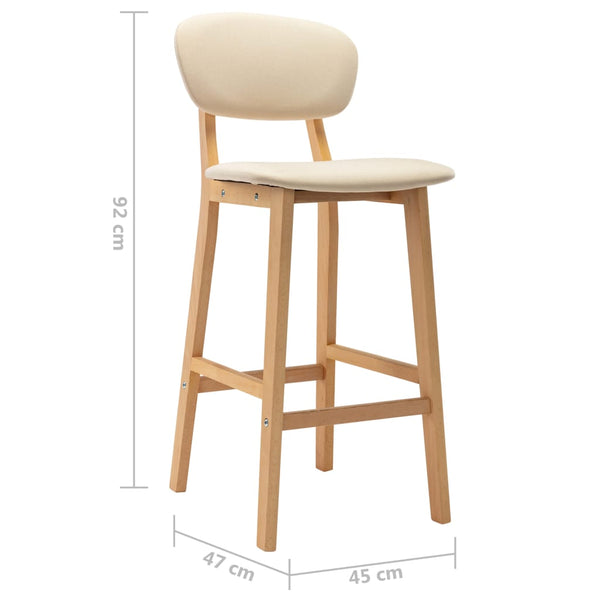 Bar Stools 2 Pcs Cream Fabric Benches Bar Stools