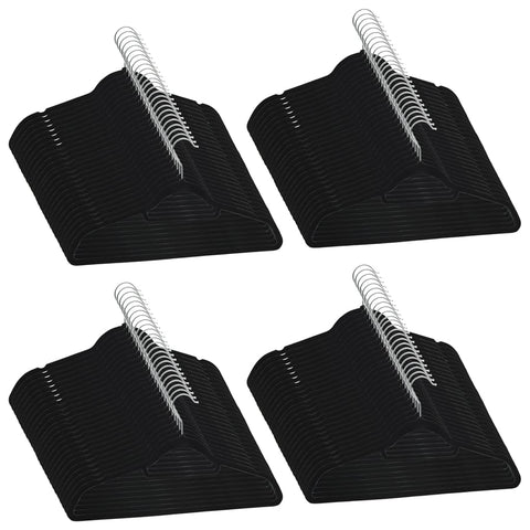 100 Pcs Clothes Hanger Set Anti Slip Black Velvet Clothes Hangers