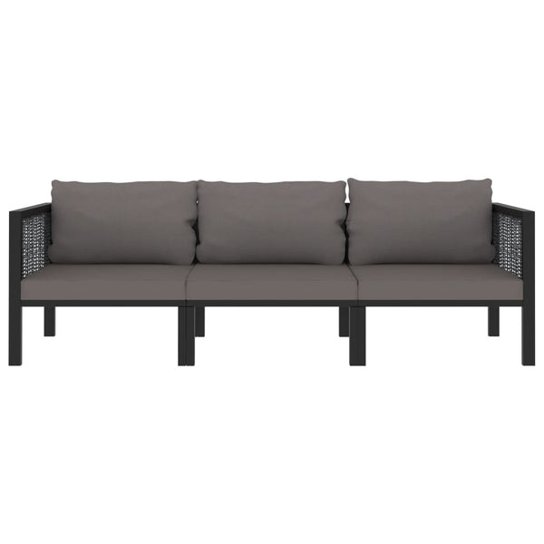 3-Seater Sofa With Cushions Anthracite Poly Rattan