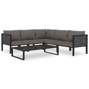 6 Piece Garden Lounge Set With Cushions Poly Rattan Anthracite