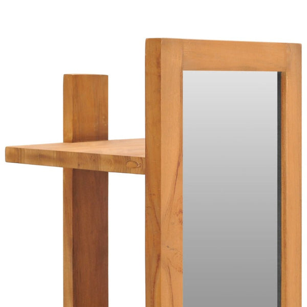 Mirrors Wall Mirror With Shelves 30X30x120 Cm Solid Teak Wood