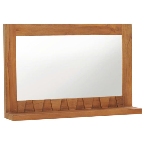 Wall Mirror With Shelf 60X12x40 Cm Solid Teak Wood Mirrors