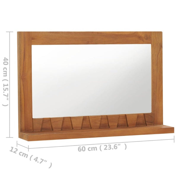 Mirrors Wall Mirror With Shelf 60X12x40 Cm Solid Teak Wood