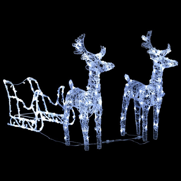 Reindeers & Sleigh Christmas Decoration 160 Leds 130 Cm Acrylic Seasonal Decorations