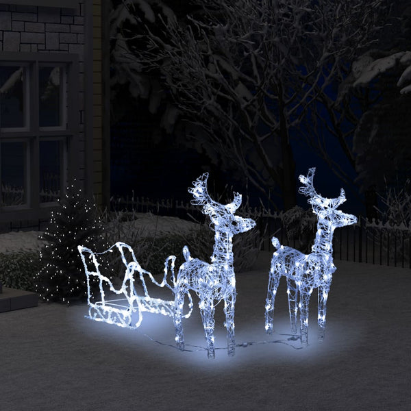 Reindeers & Sleigh Christmas Decoration 160 Leds 130 Cm Acrylic Seasonal Decorations