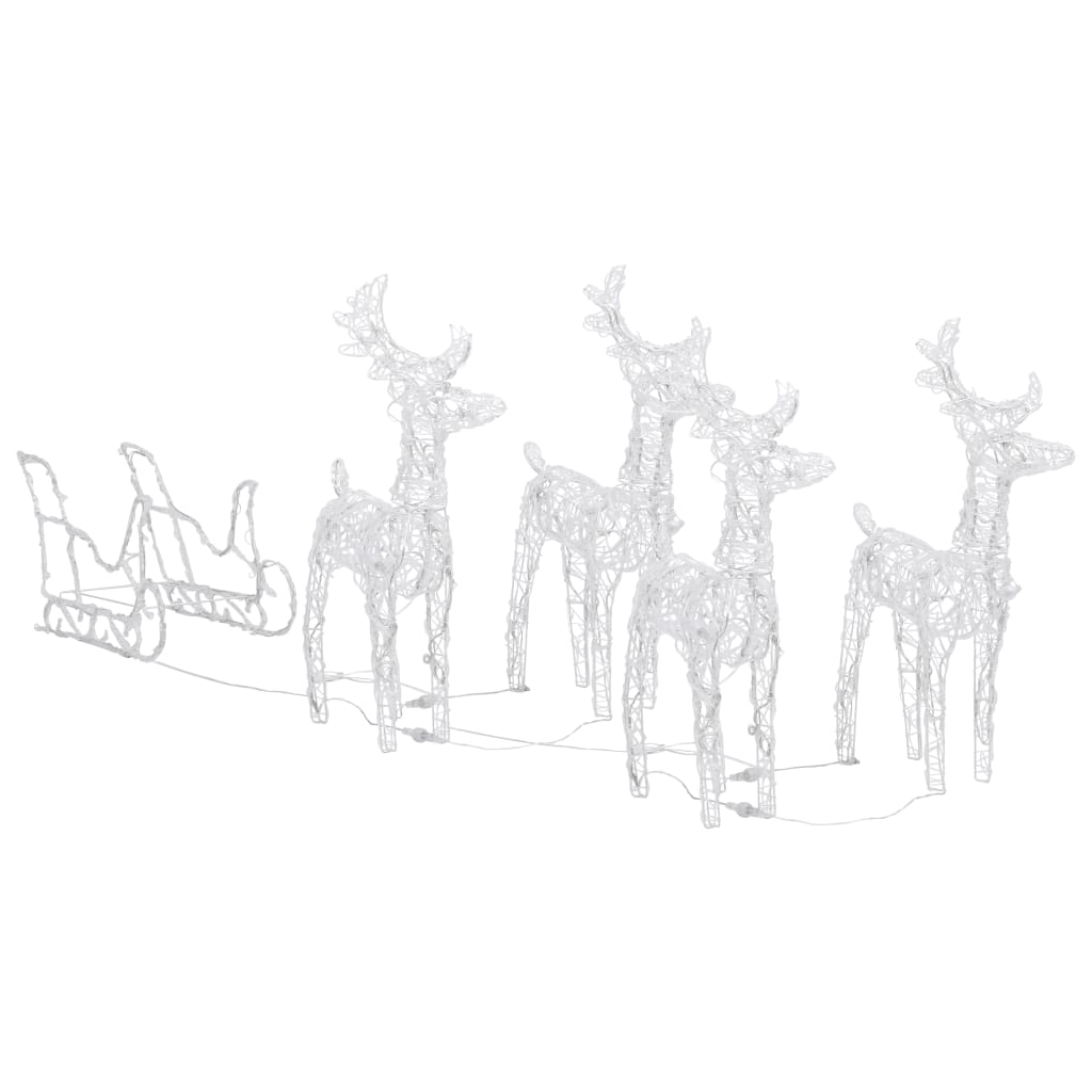 Reindeers & Sleigh Christmas Decoration 280X28x55 Cm Acrylic Seasonal Decorations